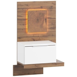 Κομοδίνο Επιτοίχιο Με Φως Ludost Δεξί 16633399 60x35x100cm Natural-White