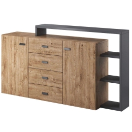 Μπουφές Bron Plus 16822189 180x37x98cm Natural-Anthracite Μοριοσανίδα, Μέταλλο