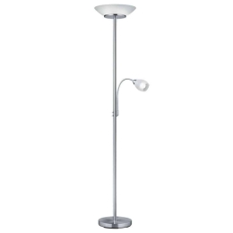 Φωτιστικό Δαπέδου Gerry R40063107 2xE27 18W & 1xE14 10W Φ34cm 180cm Nickel Mat RL Lighting Μέταλλο,Γυαλί