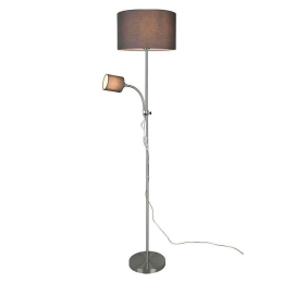 Φωτιστικό Δαπέδου Owen R40192007 1xE27 42W & 1xE14 10W 36x160cm Nickel Mat RL Lighting Μέταλλο,Ύφασμα