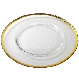 Πιάτο Ρηχό SUP109K4 Φ33x1,3cm Clear-Gold Espiel Γυαλί