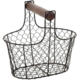 Καλάθι Αποθήκευσης TAK205 29x22x27cm Black Espiel Μέταλλο,Ξύλο