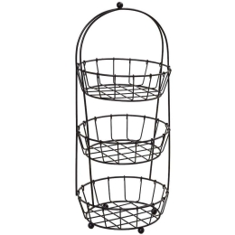 Καλάθι Αποθήκευσης Τριώροφο TAK225 20,5x20,5x50cm Black Espiel Μέταλλο