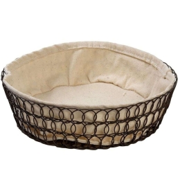 Καλάθι Ψωμιού TAK308 23x23x6cm Beige-Black Espiel Μέταλλο,Ύφασμα