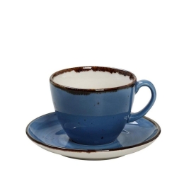 Φλυτζάνι & Πιατάκι Καπουτσίνο Terra Jumbo Tlf110K6 350mlΦ16cm Blue Espiel Πορσελάνη