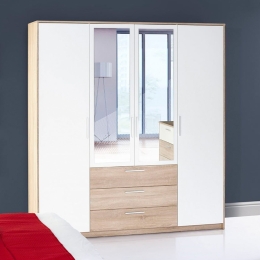 Ντουλάπα Rico 180x62x206 cm TO-RIC4D3S Τετράφυλλη Μελαμίνη,Καθρέπτης