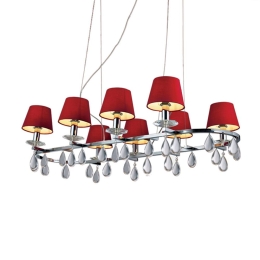 Φωτιστικό Οροφής W19268BR 8xE14 40W 122x64cm Red-Silver Aca