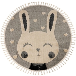 Χαλί Fano 395 Rabbit Heart Grey-Cream Obsession 133X133cm Round