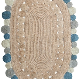 Χαλι Delhi Χειροποιητο Br-4018 -  Natural-Blue New Plan 150X220cm