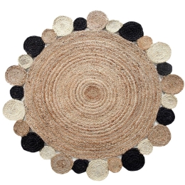 Χαλι Delhi Χειροποιητο Br-68 -   Natural-Black New Plan 150X150cm Round