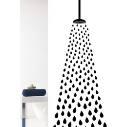 Κουρτίνα Μπάνιου  Shower 02468.001 1.80x2.00 Υφασμάτινη White-Black 180Πx200Υ Πολυέστερ