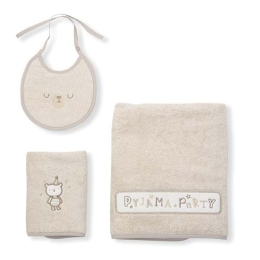 Πετσέτες Βρεφικές Με Σαλιάρα Pyjama (Σετ 3τμχ) Beige Funna Baby Σετ Πετσέτες 70x140cm 100% Βαμβάκι