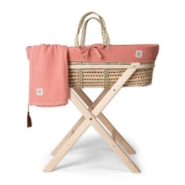 Καλαθούνα Με Ξύλινη Βάση 83x40 Coral Pink Funna Baby Bamboo, Βαμβάκι