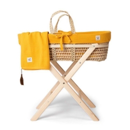 Καλαθούνα Με Ξύλινη Βάση 83x40 Marigold Mustard Funna Baby Bamboo, Βαμβάκι