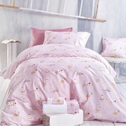 Μαξιλαροθήκες Παιδικές Hippo (Σετ 2τμχ) Pink Ρυθμός 50Χ70 100% Βαμβάκι
