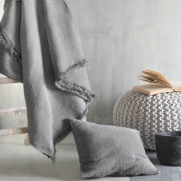 Ριχτάρι Caleb Dark Grey Ρυθμός Τετραθέσιο 180x330cm Βαμβάκι-Πολυέστερ