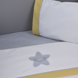 Σεντόνια Σετ 3Τμχ Des. 353-Bright Smile White-Yellow Baby Oliver Λίκνου 75x100cm 100% Βαμβάκι