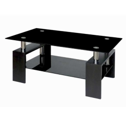 Τραπεζάκι Σαλονιού Linea Black 09-0608 110X60X45 cm Mdf,Γυαλί