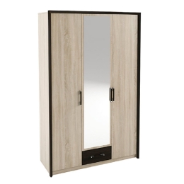 Ντουλάπα Scarlet 3D 136x58x212 cm SO-SCARLET3D Τρίφυλλη Μελαμίνη,Καθρέπτης