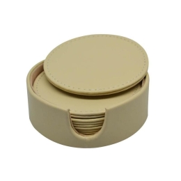 Σουβέρ Με Βάση Σετ 6Τμχ 802814 10cm Beige Ankor Τεχνόδερμα