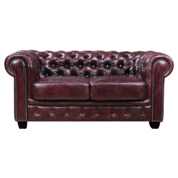 Καναπές Chesterfield Antique Red 689 E9574,24 160X92X72 cm Δέρμα