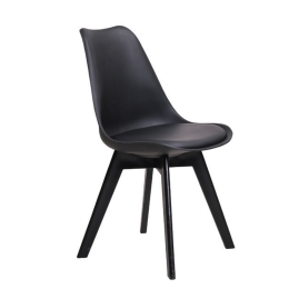 Καρέκλα Martin-II Black ΕΜ137,2 52X49X82 cm Σετ 2τμχ Πολυπροπυλένιο,Τεχνόδερμα