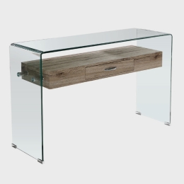 Κονσόλα Glasser Wood EM737 120X40X75 cm Σετ 2τμχ Μελαμίνη,Γυαλί