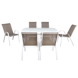 Σετ Τραπεζαρία Rio White-Cappuccino Ε250,2 150X90X71 cm 6 Θέσεων