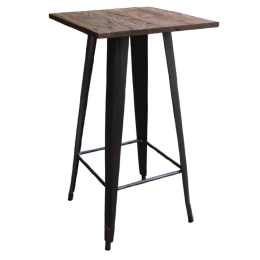 Τραπέζι Bar Relix Wood Antique Black  Ε5197,10 60Χ60Χ101 cm Μέταλλο,Ξύλο
