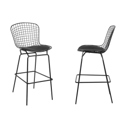 Σκαμπό Μπάρ Saxon Black E5136   63X52X113cm Σετ 4τμχ Μέταλλο,Τεχνόδερμα