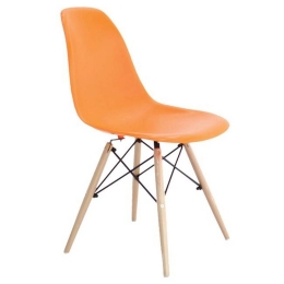 Καρέκλα Art Wood ΕΜ123,3W 46x52x82cm Orange Σετ 4τμχ Ξύλο,Πολυπροπυλένιο