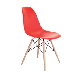 Καρέκλα Art Wood ΕΜ123,6W 46x52x82cm Red Σετ 4τμχ Ξύλο,Πολυπροπυλένιο