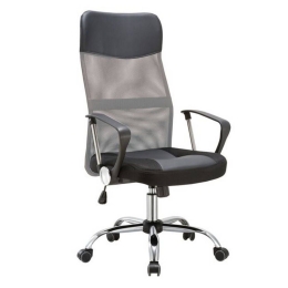 Πολυθρόνα Διευθυντή BF2400-Pvc ΕΟ502,4P 61x68x108/118cm Chrome Grey-Black Pvc&Mesh