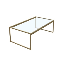 Τραπεζάκι Σαλονιού Toledo ΕΜ520 120x60x48cm Gold-Glass Metal, Glass