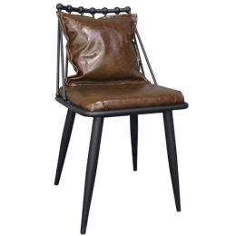 Καρέκλα Dante Vintage Brown ΕΜ715,1 42x49x79cm Σετ 4τμχ Μέταλλο,Τεχνόδερμα