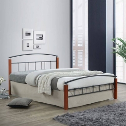 Κρεβάτι Doca Μεταλλικό Black/Walnut Ε8301 165x211x84 Διπλό Μέταλλο,Ξύλο
