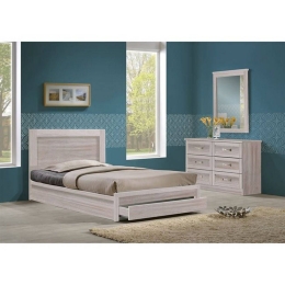 Κρεβάτι-Συρτάρι Life White Wash ΕΜ3633,5 99x207x93 Μονό Μελαμίνη