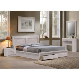 Κρεβάτι-Συρτάρια Life White Wash ΕΜ363,5 168x207x93 Διπλό Μελαμίνη
