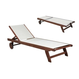 Ξαπλώστρα Cricket Acacia/Textilene White Ε20122,9 66x195x30cm