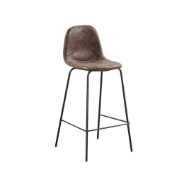 Σκαμπό Μπαρ Celina Black Brown ΕΜ902,9 47x51x97cm Σετ 4τμχ Μέταλλο, Δέρμα