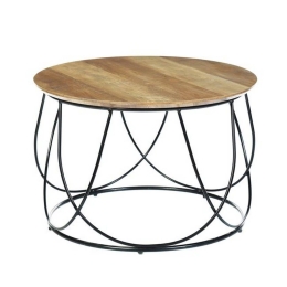 Τραπέζι Σαλονιού Boko Φ60x40cm Black/Walnut ΕΜ9610 Μελαμίνη,Μέταλλο
