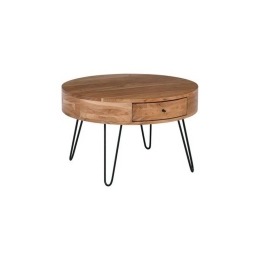 Τραπέζι Σαλονιού Karim Acacia Natural/Black ΕΑ7077 Φ70x42cm Μέταλλο,Ξύλο