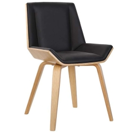 Καρέκλα Numan Ε7511,2 52x53x80cm Natural-Black Ξύλο,PU