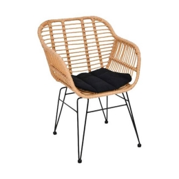 Πολυθρόνα Salsa-W Black/Natural  Ε282,Κ 55x56x82cm Σετ 4τμχ