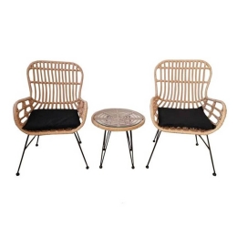 Σαλόνι Σετ 3Τμχ Salsa Duo Black/Natural Ε287,S D.45x44cm 2 Θέσεων