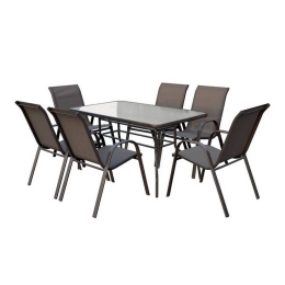 Τραπεζαρία Σετ Rio 7Τμχ Brown Ε2405,S 140x80x70 6 Θέσεων