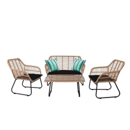 Σαλόνι Σετ Salsa 4Τμχ Black/Natural Ε249,1 Four Seater