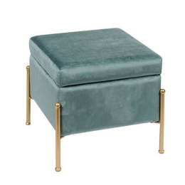 Σκαμπό Ray Αποθ/κό Green Velure Ε7031,2 40x40x37cm Βελούδο, Μέταλλο