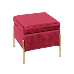 Σκαμπό Ray Αποθ/κό Red Velure Ε7031,3 40x40x37cm Βελούδο, Μέταλλο