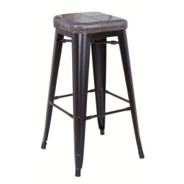 Σκαμπό Μπαρ Relix Black Matte/Dark Grey Ε5190P,12M 43x43x78cm Μέταλλο,Τεχνόδερμα